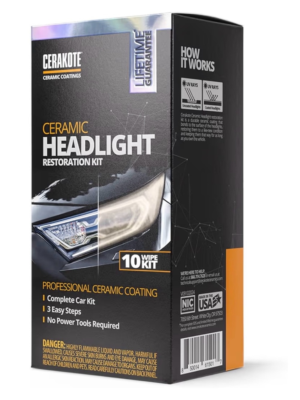 Cerakote Ceramic Headlight Restoration Kit - Black & Orange Packaging